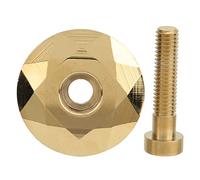 Aluminium Alloy Bike Headset Top Cap,Bicycless Rainbow Color Golden Al Alloy with Bolt Mountain Bike Headset Stem Cover Bicycless Modification Accessories (Golden top cover with screws)