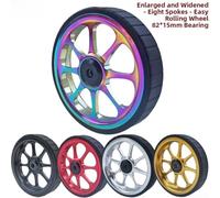 Aluminium Alloy Bike Roller Wheel 82mm Steel Bearing | 82mm wide diameter, enhanced stability, smooth roll on rough paths, aluminium alloy body, rubber tire grip(Red)