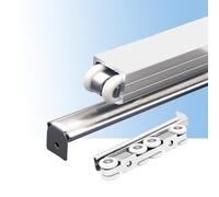 Aluminium Alloy Bypass Closet Door Hardware, Rieles para Puertas Corredizas Invisible Vertical and Rollers, Ceiling Mount Pocket Door Rail System(Silver,92in/234cm)