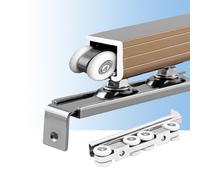 Aluminium Alloy Bypass Closet Door Hardware, Rieles para Puertas Corredizas Invisible Vertical and Rollers, Ceiling Mount Pocket Door Rail System(Champagne,97in/246cm)