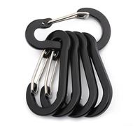 Aluminium Alloy Carabiner Hook Set 5pcs Spring Loaded Gate Keychain Clip for Backpacks Ropes Outdoor Sports - 50mm Length(Black)