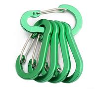 Aluminium Alloy Carabiner Hook Set 5pcs Spring Loaded Gate Keychain Clip for Backpacks Ropes Outdoor Sports - 50mm Length(Green)