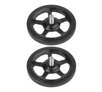 Aluminium Alloy Easy Wheels for Brompton Folding Bike, CNC Machined Push Wheel Set with Sealed Bearing, 60mm Lightweight Wheel for Shaft 6mm, Parking(black)