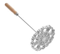 Aluminium Alloy Flower Shaped Rosette Iron Mold, Bunuelos Waffle Mold with Wood Handle Food-Grade for Baking