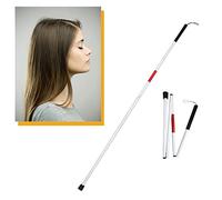 Aluminium Alloy Folding Blind Walking Stick Night Reflective Walking Crutch for Vision Impaired Disabled Elderly Portable Anti-slip Guide Cane Adjustable Mobility Walker Assist Stick with Wrist Strap