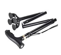 Aluminium Alloy Folding Telescopic Non-Slip Cane for The Elderly Multifunctional with Light(Black)