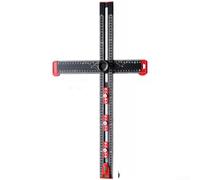 Aluminium Alloy Hole Punch Positioning Ruler 35cm with Adjustable Angle Blocks 0-180° Dual-Axis Level Bubbles for Accurate Drill Marking on Wood Metal Plastic Silver(C)