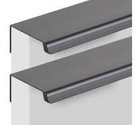 Aluminium Alloy Invisible Handle Cupboard Handles Kitchen Furniture Sliding Door Handle Concealed Pull Finger Edge Pull Knob Cabinet Handle Drawer Handles 2 Piece (Elegant Grey,Length 80mm)