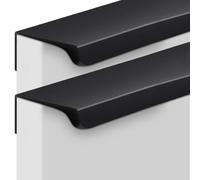 Aluminium Alloy Invisible Handle Cupboard Handles Kitchen Furniture Sliding Door Handle Concealed Pull Finger Edge Pull Knob Cabinet Handle Drawer Handles 2 Piece (Matte Black,Length 120mm)