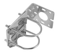 Aluminium Alloy Outdoor Antenna Mounting Bracket L-shaped Wall Mount | Dual U-bolt Clamps, Serrated Gripping Plates, Multiple Holes and Slots, Silver Finish, for 4G 5G Antennas