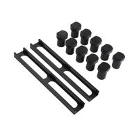 Aluminium Alloy Planing Stop Board, Workbench Dog Clamp for 19/20mm Hole, Baffle Plate Fixing Clamp for Milling Cutting Grinding, Black (10 Cards + 2 Bases)