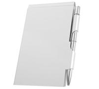 Aluminium Alloy Pocket Notebook with Pen Holder, Blank Mini Memo Pad | Silver Minimalist Cover, Double Binding, Easy Page Removal, Quick Notes for School and To-do Lists