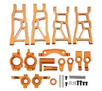 Aluminium Alloy RC Upgrade Parts Kit, High Strength Suspension Arm Steering Assembly Set for ZD Racing DBX 10 1/10 Off Road Car with Front Rear Arms and Steering Cup (Orange)