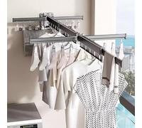 Aluminium Alloy Retractable Clothes Drying Rack, Retractable Garment Rack with Hooks 360° Rotating Drying Rack, Space Saving, Durable, Waterproof, Perfect for Bathrooms, Balconies, RVs (Perforated)
