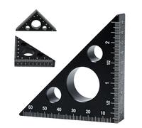 Aluminium Alloy Right Triangle Angle Ruler, 45/90 Degrees Multi Angle Construction Tool with Imperial and Metric Scales, Mini Portable Isosceles Triangle Angle Ruler for Woodworking Workshop (Black)