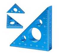 Aluminium Alloy Right Triangle Angle Ruler, 45/90 Degrees Multi Angle Construction Tool with Imperial and Metric Scales, Mini Portable Isosceles Triangle Angle Ruler for Woodworking Workshop (Blue)