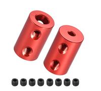 Aluminium Alloy Rigid Coupling, Red 5mm to 6mm Shaft Rigid Coupling Connectors Wear-Resistant Couplers, 12x20mm, 2 Pcs
