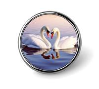 Aluminium Alloy Round Badge Brooch Pins for Men Swan Heart Brooches Elegant Pin for Women Fashion Button Badges Brooch Badge for Hats Jackets Shirts
