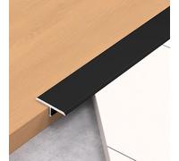 Aluminium Alloy T Molding Floor Transition Strip Length 2.7m for Wood Floors and Tiles, Flat Cinch Seam Cover Binder Between Similar Height Laminate Floors(Black,W2cmx2.7m/0.8inx9ft)