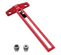 Aluminium Alloy T-Type Woodworking Scriber Ruler with 300mm & 500mm Dual Scale, Metric and Inch Markings, 6/8/10mm Drill Sleeves, for Cabinetmaking, Shelving,(300MM)