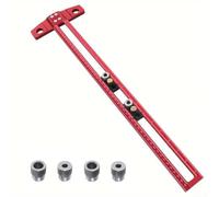 Aluminium Alloy T-Type Woodworking Scriber Ruler with 300mm & 500mm Dual Scale, Metric and Inch Markings, 6/8/10mm Drill Sleeves, for Cabinetmaking, Shelving,(500MM)