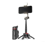 Aluminium Alloy Zoom Selfie Tripod, ABS Construction Portable BT Remote Control Multifunction Cold Shoe Mount Travel Photography(Black 2)