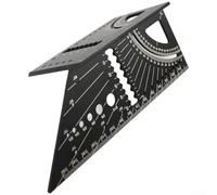 Aluminium Angle Ruler Woodworking Square 45 90 Degree Gauge Multi Scale Measuring Rule Lightweight Joinery Tool for Carpentry Layout and Marking DIY(Black)