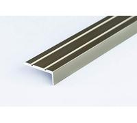 Aluminium Anti Non Slip Stair Edge Nosing 25x10 mm - 1M (39.37") Rubust Trim Drilled TMW Profiles (Champagne)