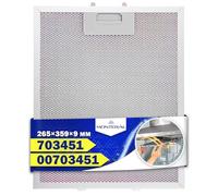 Aluminium Antigrease Cooker Hood Filter 265 x 359 x 9 mm with Original Code 00703451 703451 10035302 for Bosch for Siemens for Balay - Warranty 10 Years - MONTERAL