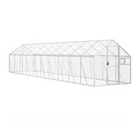 Aluminium Aviary 1.79x10x1.85 m Silver Bird Cage, Large Parrot Cage with Wire Mesh Grids, Lockable Door and Window for Birds, Rabbits, Ducks, Chickens