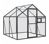 Aluminium Aviary Anthracite 1.79x2x1.85 m with Lockable Door and Window for Birds, Rabbits, Ducks, Chickens