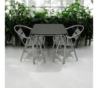 Aluminium Balcony Set For Two Square Table & 2 Double Leg Chairs Be Furniture