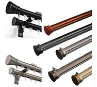 Aluminium Bay Window Curtain Track Smooth Sliding Double Rod Rust Proof Easy to Install for Outdoor/Hotel Use 12.5ft (380cm) Available in 150cm 250cm 350cm 450cm 550cm (Black)