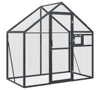 Aluminium Bird Aviary 179x100x185 cm Anthracite | Corrosion- aluminium frame,wire mesh grids,lockable latch door,lockable feeding window,for rabbits ducks chickens