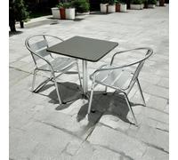 Aluminium Bistro Set With Square Pedestal Table & 2 Chairs Be Furniture
