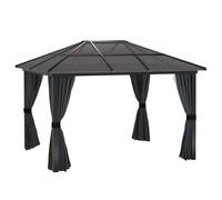Aluminium Black Gazebo 3.6m x 3m Hardtop Canopy with Polycarbonate Roof, New