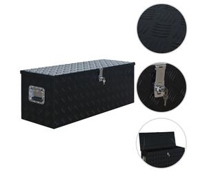 Aluminium Box 1085x370x400mm Black Storage Chest Belt Organiser vidaXL