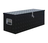 Aluminium Box Black with Powder Coating 1085 x 370 x 400 mm, Lockable with 2 Keys, Lightweight and Rustproof for Workshop, Garage, Construction Site, Transport and Storage