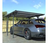 Aluminium Carport With Tinted Polycarbonate Roof, Adjustable Posts, Grey, 3.1X2.9M