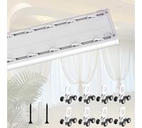 Aluminium Ceiling-Mounted Curtain Track Silent Double-Track Design with Quiet Rollers for Windows Bedrooms & Closets Home Décor Available in 1.4m to 4.6m (White 1.6m/5.2ft)