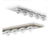 Aluminium Ceiling Track, With Mute Rollers, Wall or Ceiling Mounted Curtain Rails And Fittings For Long Curved Bay Straight Window RV Room, Easy to Install(Ivory white,1.5m(4.9ft))