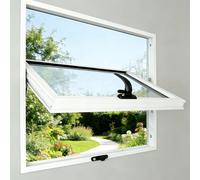 Aluminium Centre Pivot Window, Modern Industrial Style Glass Partition for Kitchen Pass-Through & Home Office, 360° Rotating Air Vent for Garden Room & Outbuilding(Signal White,70x60 cm)