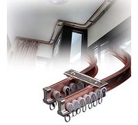 Aluminium Curtain Rail, Bendable Double Tracks For Ceiling Or Wall Mount, Curved Track System For RV And Bay Window, 1m To 5mPink3.4m