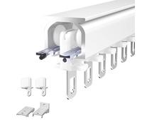 Aluminium Curtain Rail Set 50600cm Industrial Style Ceiling Track Wall/Mount Installation White Durable & Versatile for Home or Office Decor