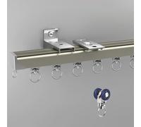 Aluminium Curtain Track for Ceiling or Wall Mount Silent Rollers & End Caps 5.0m (16.4ft) Length Ideal for Shower RV Room Divider Easy Installation