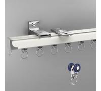 Aluminium Curtain Track for Ceiling or Wall Silent Roller System with End Caps 270cm/8.9ft (2 x 135cm) Ideal for Shower and Room Divider (White)