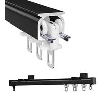 Aluminium Curtain track Rail System with Mute Rollers Ceiling Or Wall Mount Track Room Divider For Windows And Curtains(Black,3.5m(11.5ft))