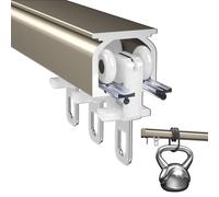 Aluminium Curtain Track Set Single Rail Ceiling Mount System Complete 1.7m (5.6ft) Kit with Hardware for Smooth Curtain Sliding Ideal for Home & Office Décor
