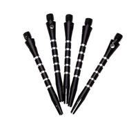Aluminium Dart Shafts, Anodised, Re-Grooved Striped, 4.5mm Thread Diameter, Lightweight, Durable Replacement, Pack of 5 (Black, Length 52mm)