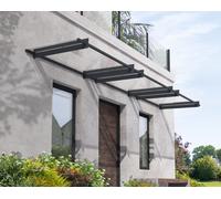 Aluminium Door Awning 3ft x 15ft Kit Nancy 4500 Grey Door Canopy & Clear Panels